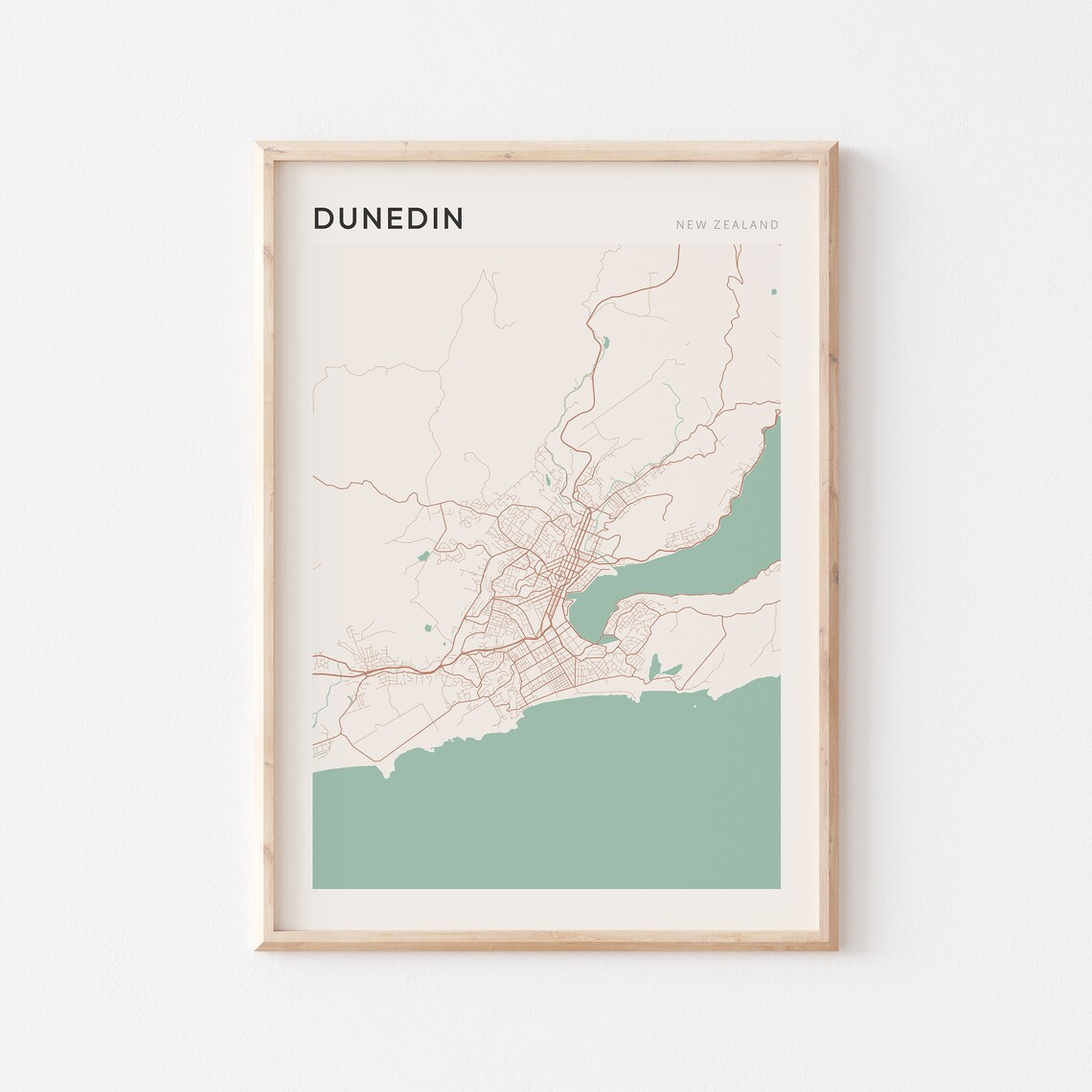 Dunedin New Zealand Minimalist Coastal Street Map Art Poster