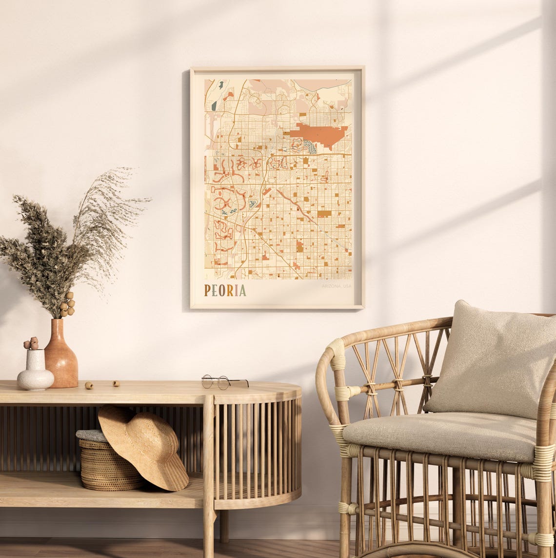 Peoria Arizona Stylized Vintage Street Map Modern City Art Poster - Image 2
