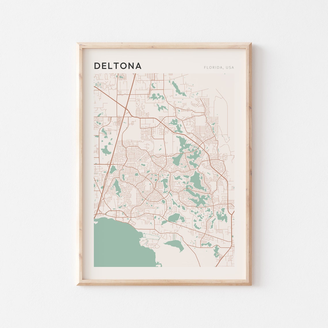 Deltona Florida Map Poster Copper Line Street Map Coastal Decor