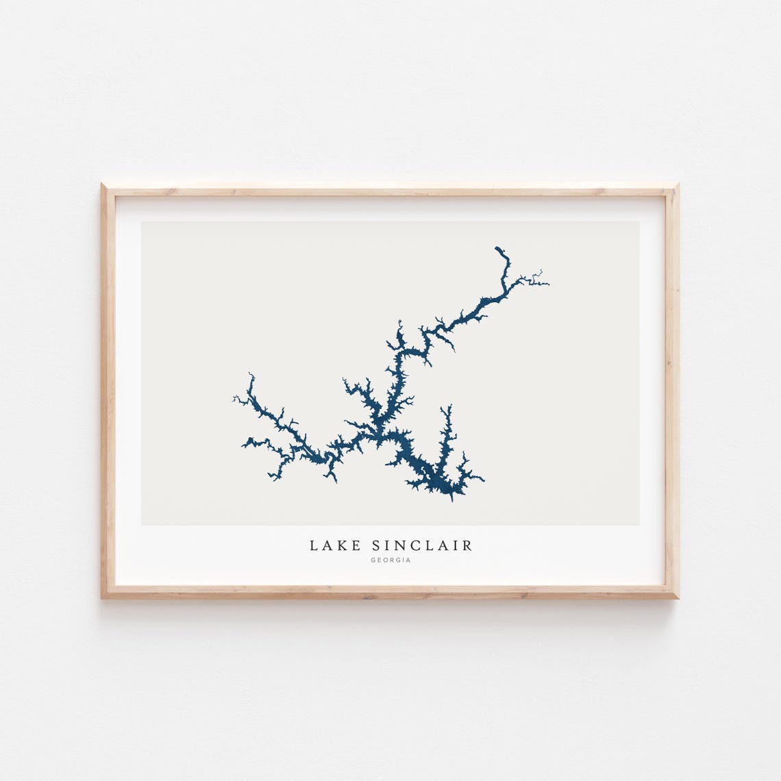 Lake Sinclair Georgia Modern Minimalist Navy Blue Lake Map Poster