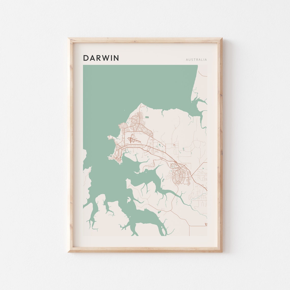 Darwin Northern Territory Australia Modern Minimalist Map Poster