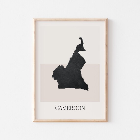 Cameroon Africa Country Map Silhouette Minimalist Poster for Home