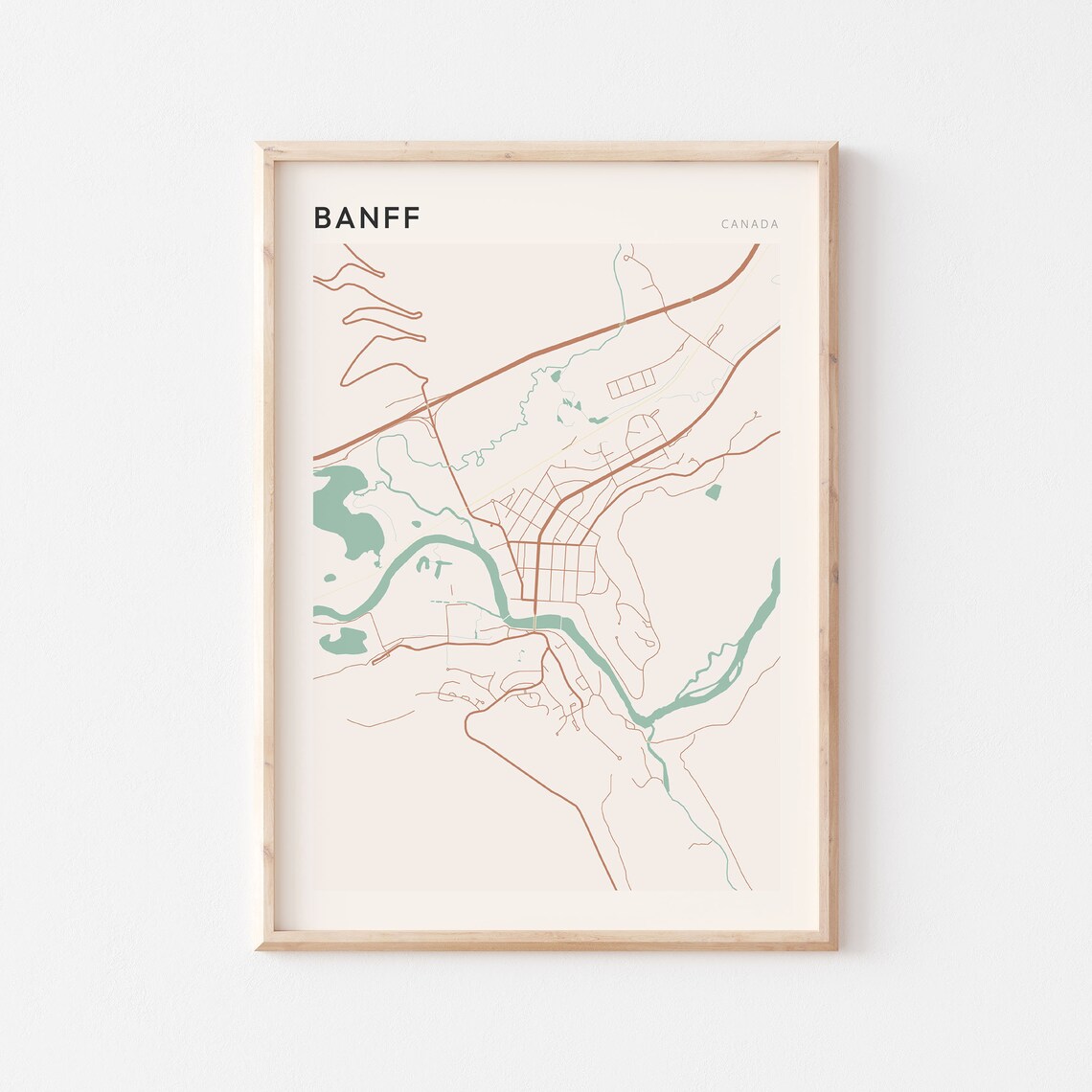 Banff Canada Minimalist City Street Map Art Poster Home Decor