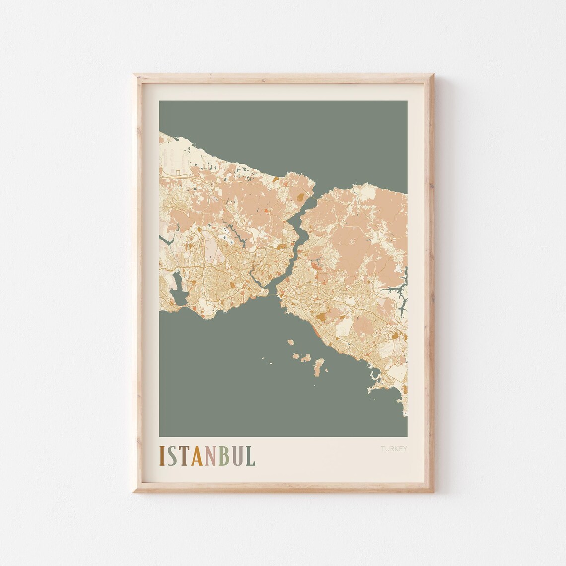 Istanbul Map Poster Print Wall Art Turkey Travel Gift Boho