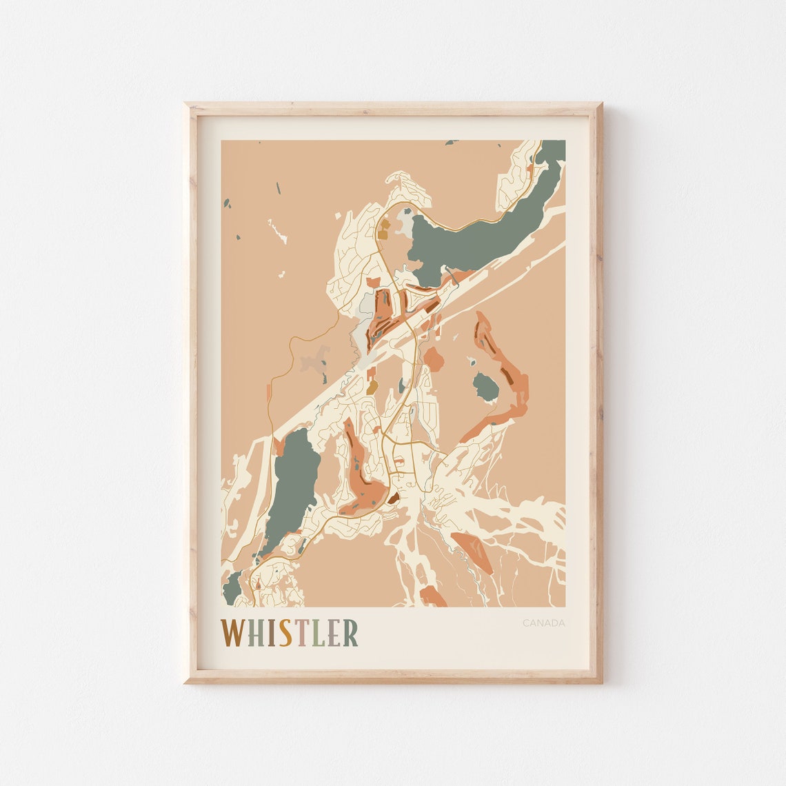Whistler Canada Terracotta Modern City Map Art Deco Stylish Poster