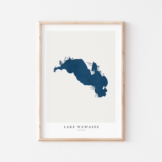 Lake Wawasee Map Poster Print, Indiana House Gift