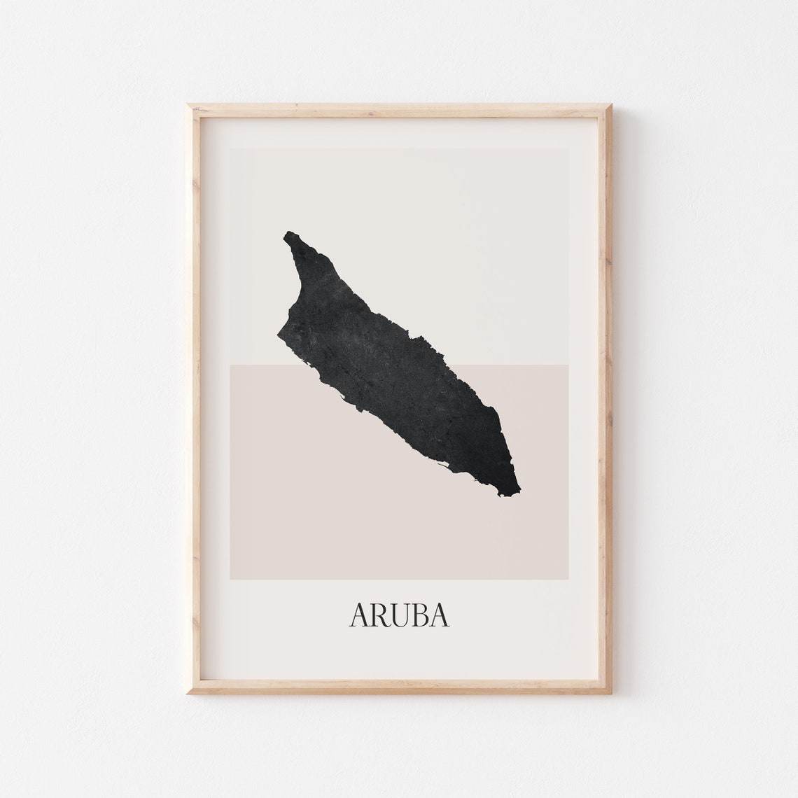 Aruba Caribbean Minimalist Tropical Black Silhouette Island Map Poster