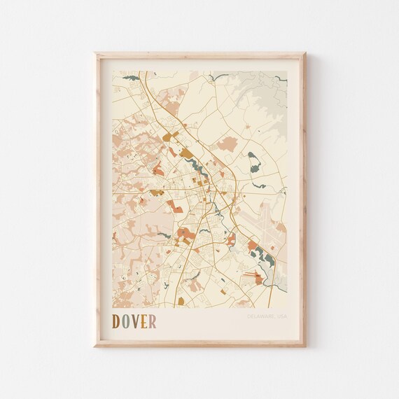 Dover Delaware Colorful Modern Boho City Street Map Decor Poster