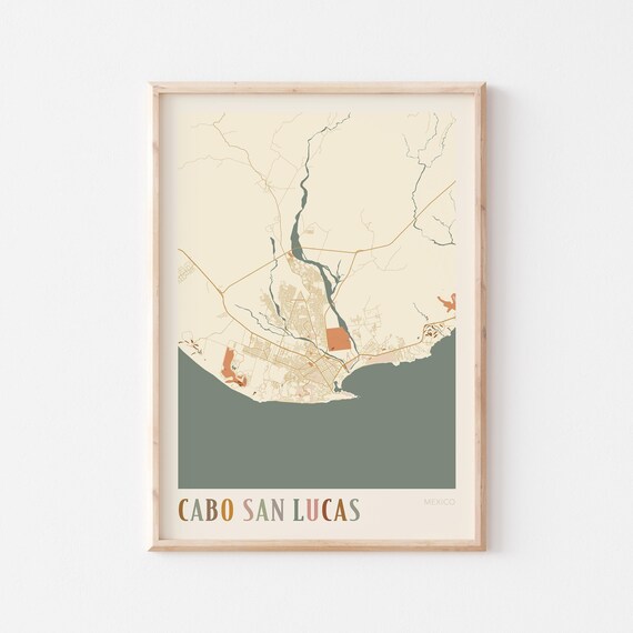 Cabo San Lucas Map Poster Print Wall Art Mexico Travel Gift Boho