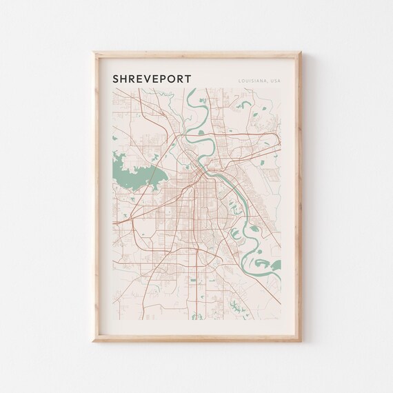 Shreveport Louisiana Modern Minimalist City Street Map Art Poster