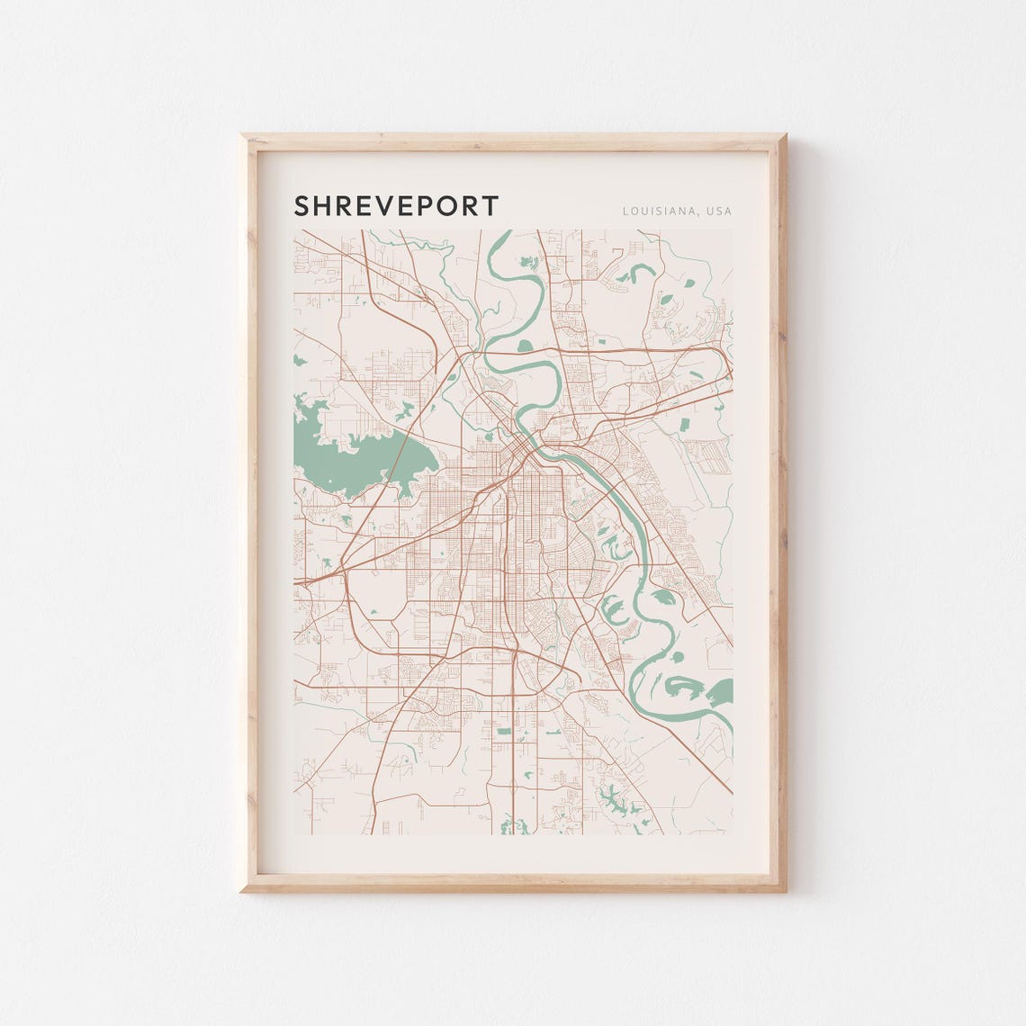 Shreveport Map Poster Shreveport Print Shreveport Poster Shreveport Wall Art Louisiana Travel Gift Scandi Poster