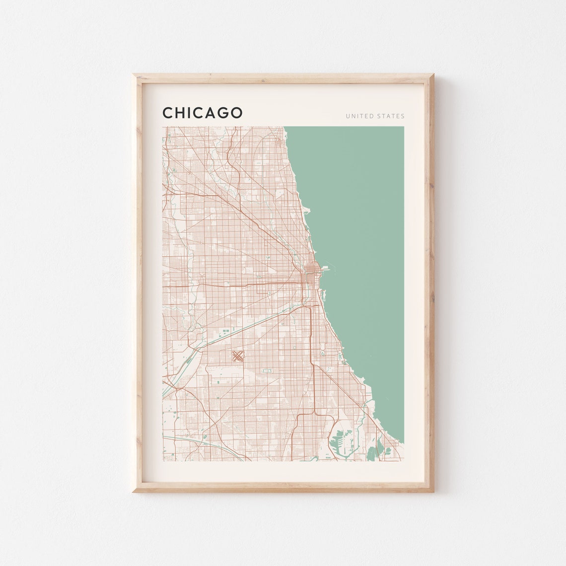 Chicago United States Minimalist Street Map City Art Poster Home Decor
