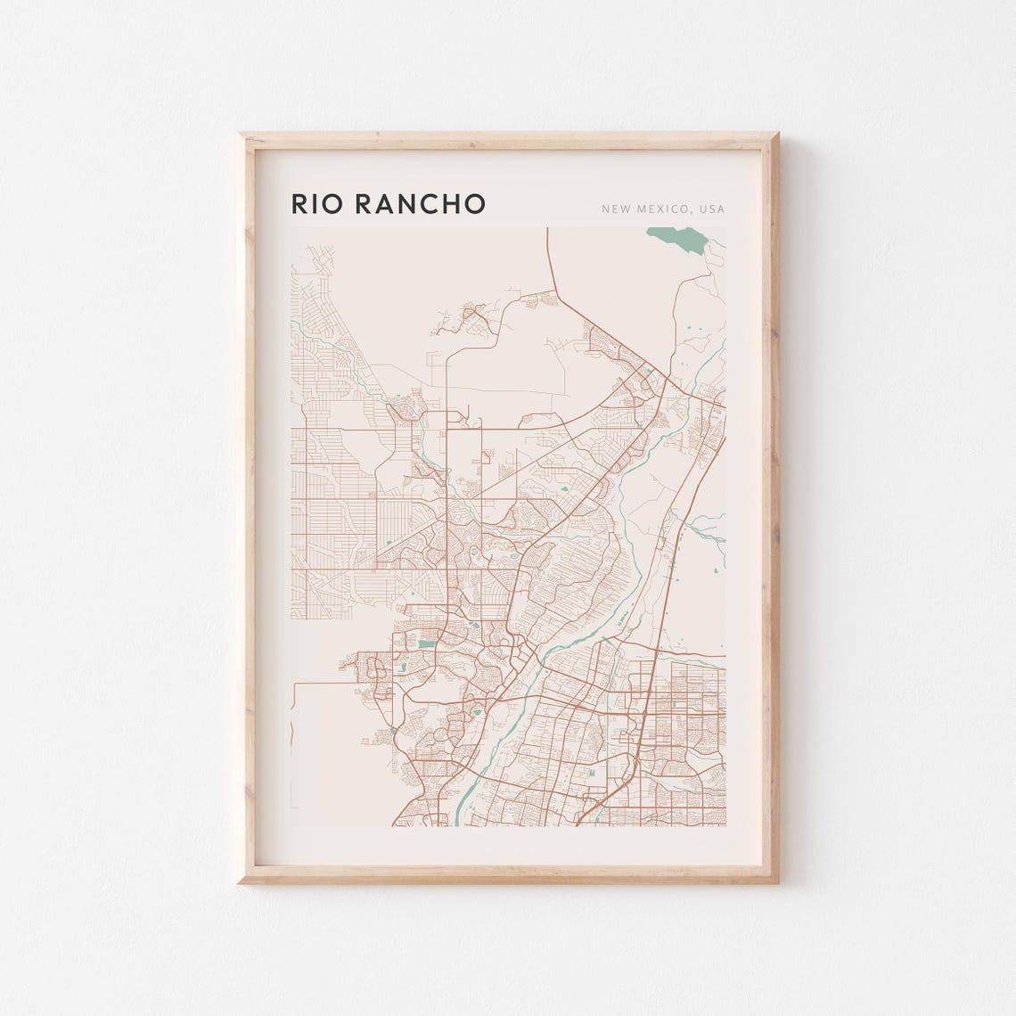 Rio Rancho New Mexico USA Modern Beige Minimal City Street Map Poster