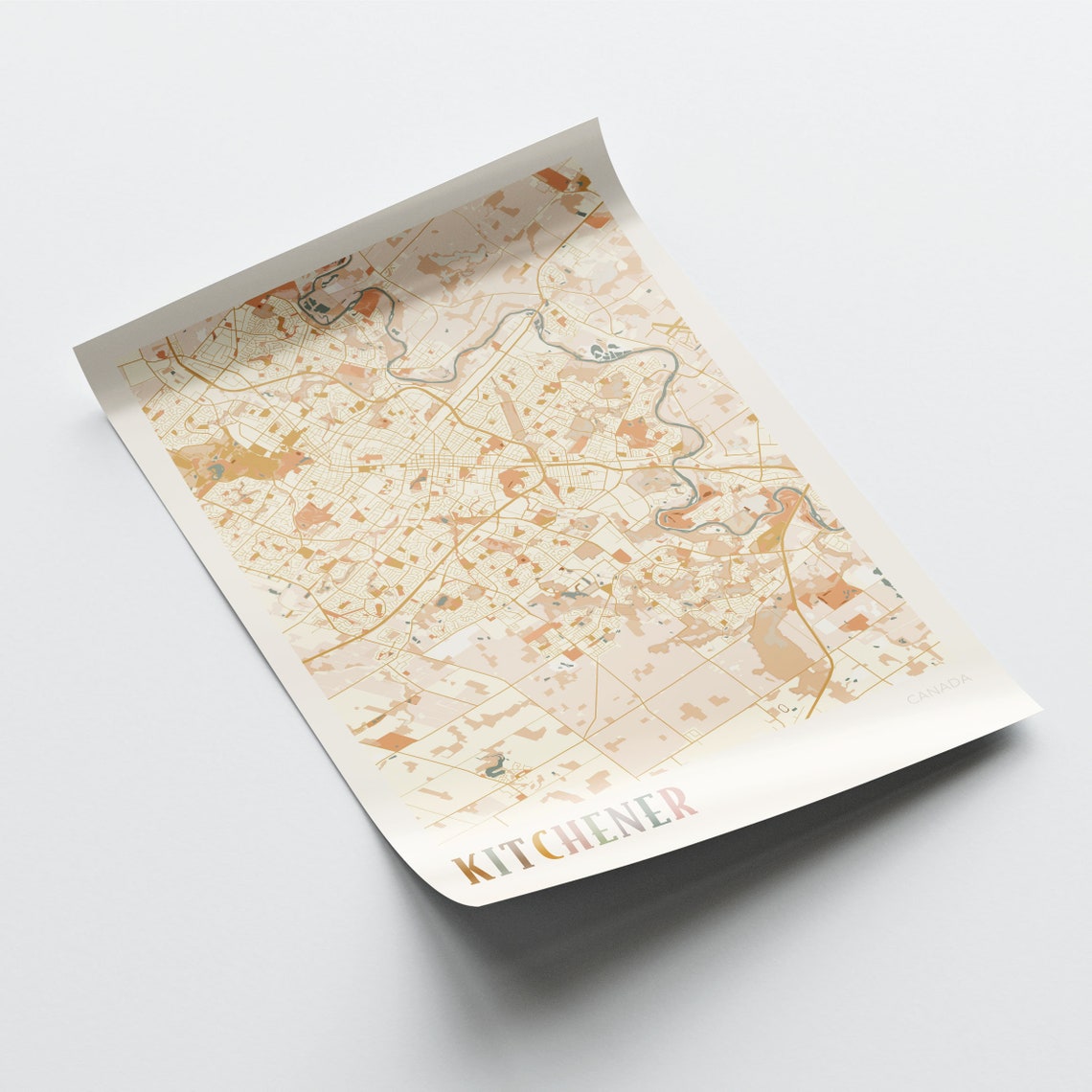 Kitchener Canada Warm Terracotta Minimalist City Map Poster Decor - Image 2