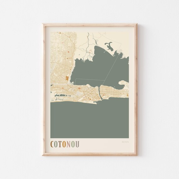 Cotonou Map Poster Print Wall Art Benin Travel Gift Boho Decor