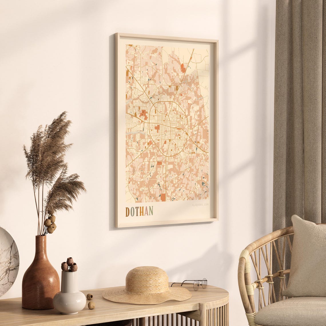 Dothan Alabama Boho City Map Art Poster for Travel Lovers Gift - Image 3