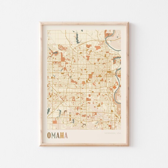 Omaha Nebraska Boho City Street Map Hometown Wall Decor Poster