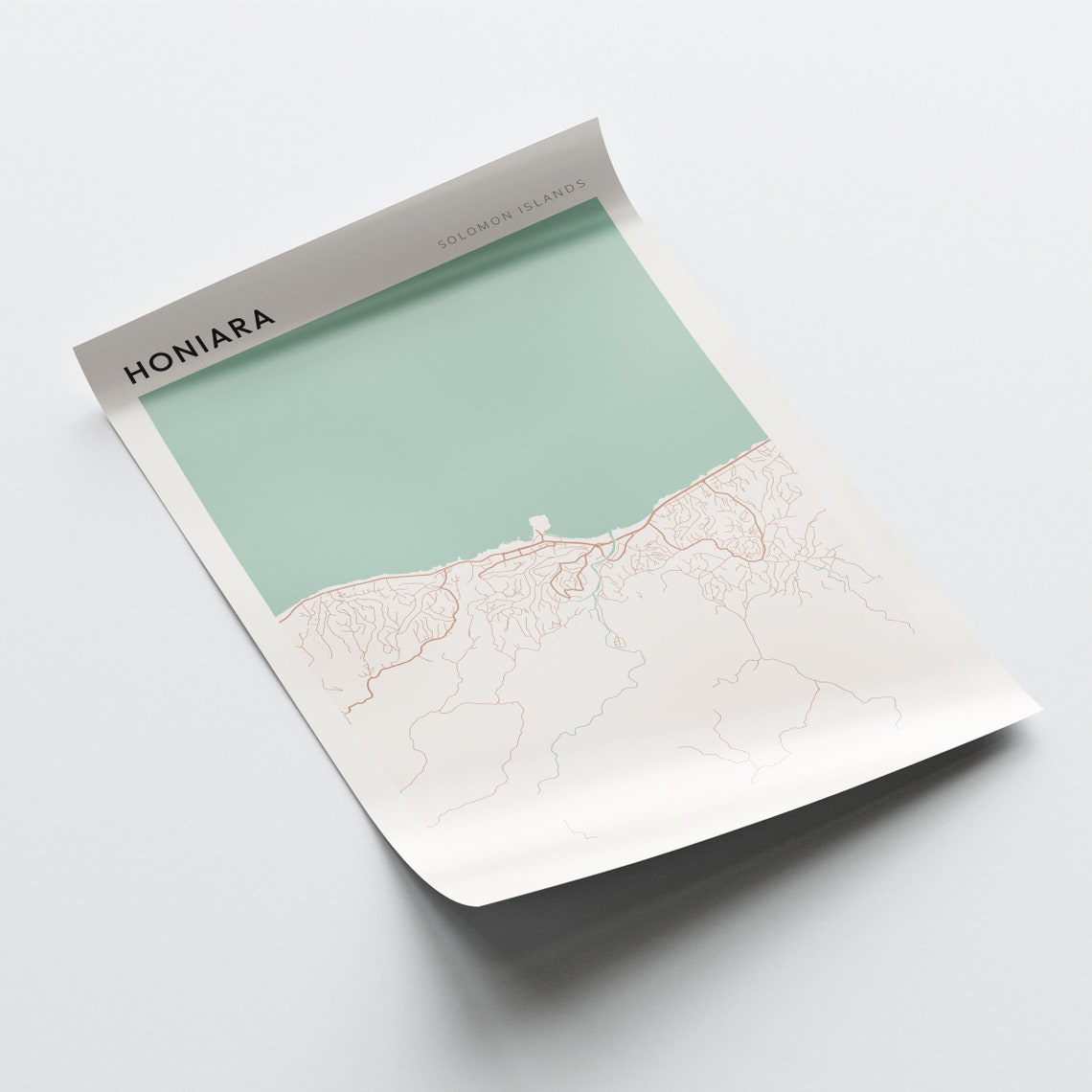 Honiara Solomon Islands Minimalist Map Poster Pacific Coastline - Image 2