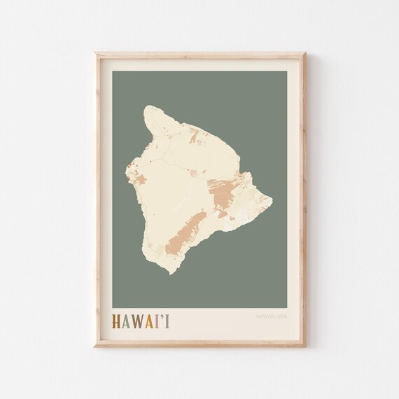 Hawai'i Hawaii Colorful Retro Island Map Poster Boho Wall Decor
