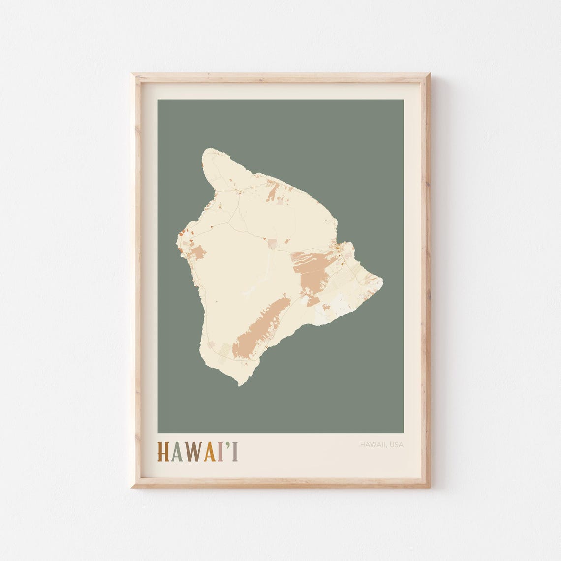 Hawai'i Hawaii Colorful Retro Island Map Poster Boho Wall Decor