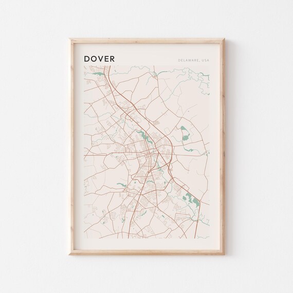Dover Delaware Minimalist City Street Map Poster Boho Wall Decor