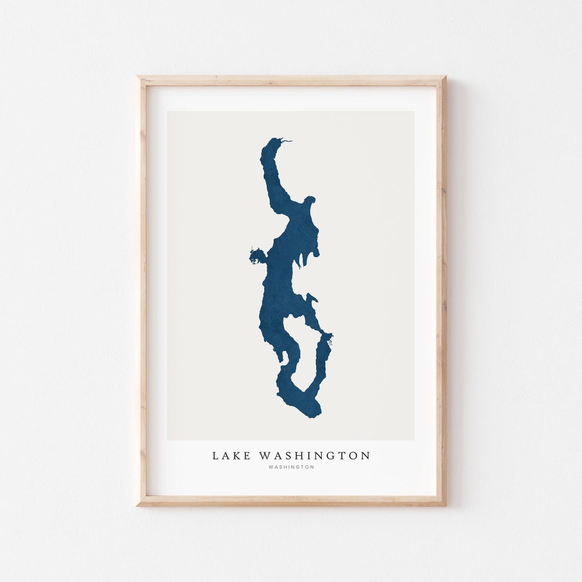 Lake Washington Washington Navy Blue Minimalist Lake Map Art Poster
