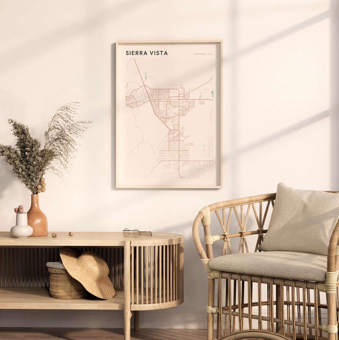 Sierra Vista Arizona Modern Minimalist Copper Street Map Decor Poster - Image 2