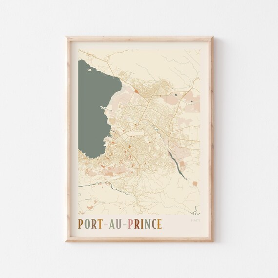 Portauprince Map Poster Print Wall Art Haiti Travel Gift Boho