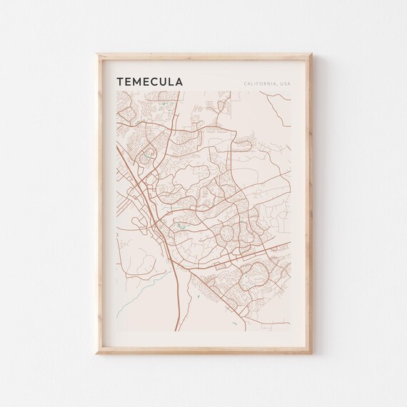 Temecula California Minimalist City Street Map Wall Decor Poster