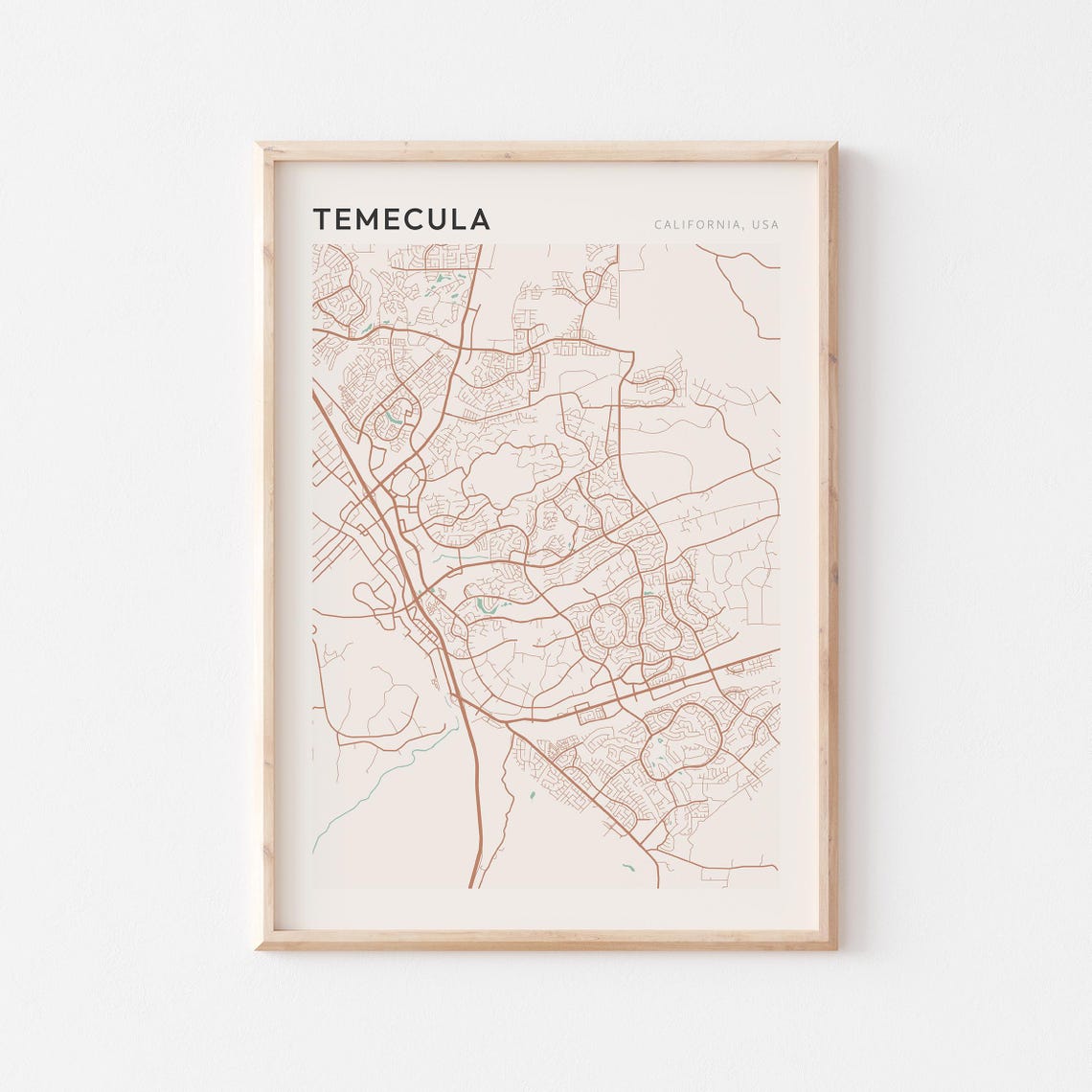 Temecula California Minimalist City Street Map Wall Decor Poster