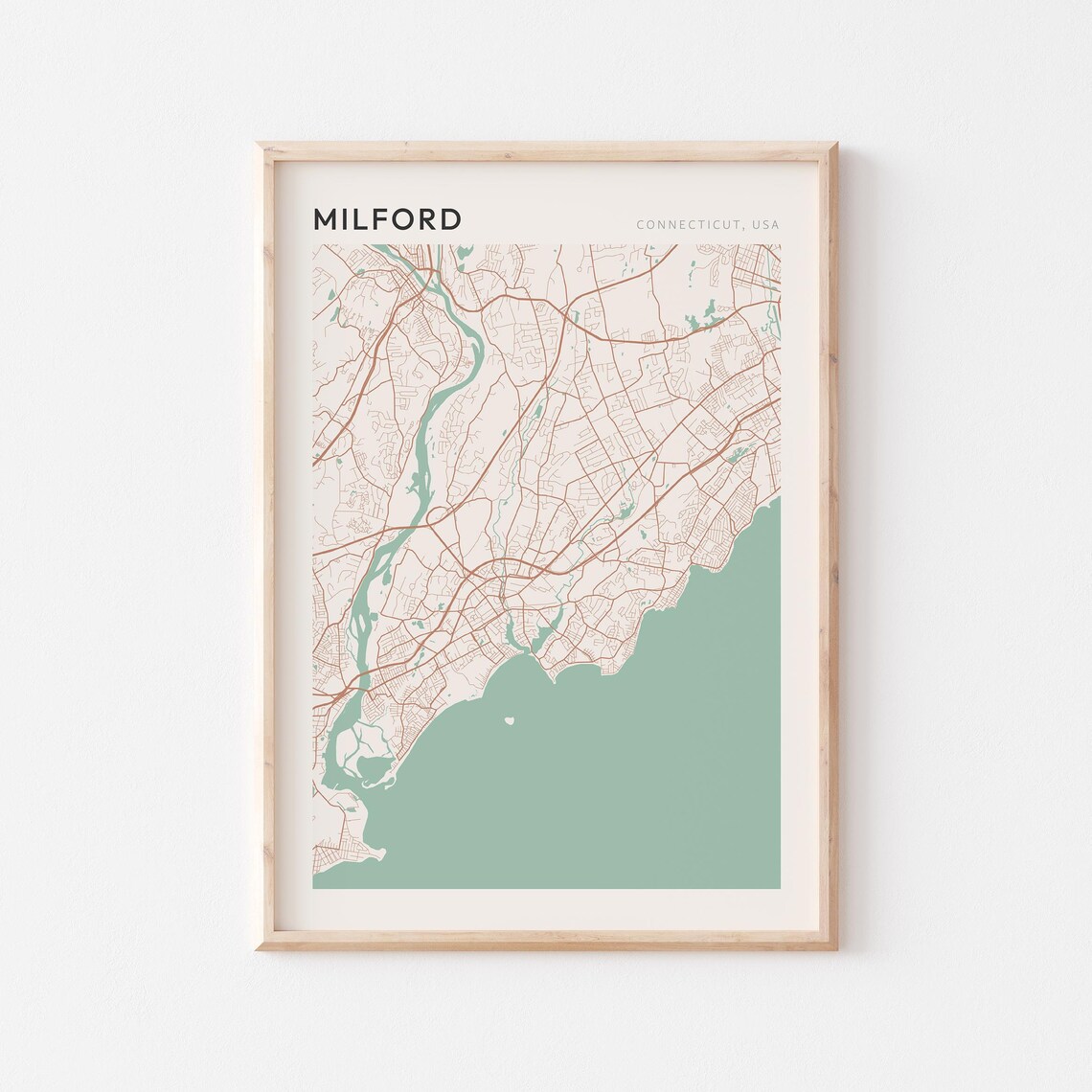 Milford Map Poster Milford Print Milford Poster Milford Wall Art Connecticut Travel Gift Farmhouse Wall Decor Living Room Gift