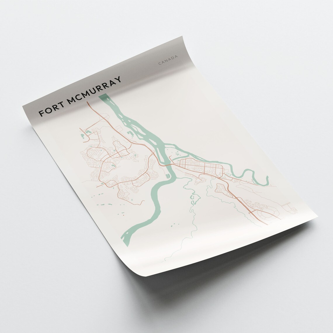 Fort McMurray Canada Minimalist City Street Map Art Poster Home Decor - Image 2