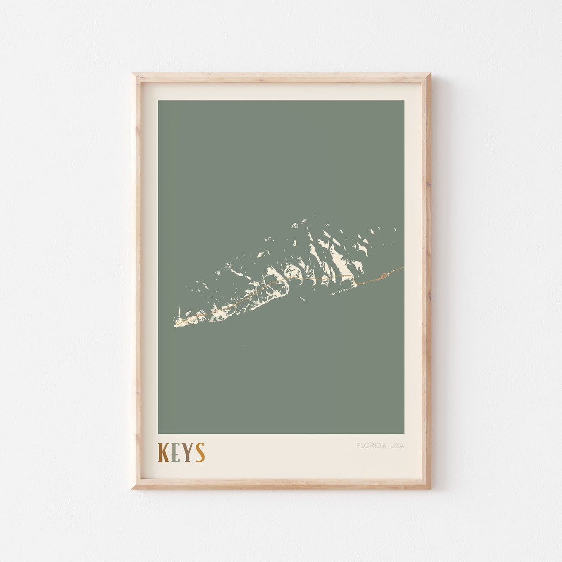 Florida Keys Florida City Map Poster Warm Retro Street Map Home Decor
