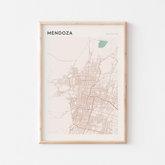 Mendoza Map Poster Print Wall Art Argentina Travel Gift Minimalist
