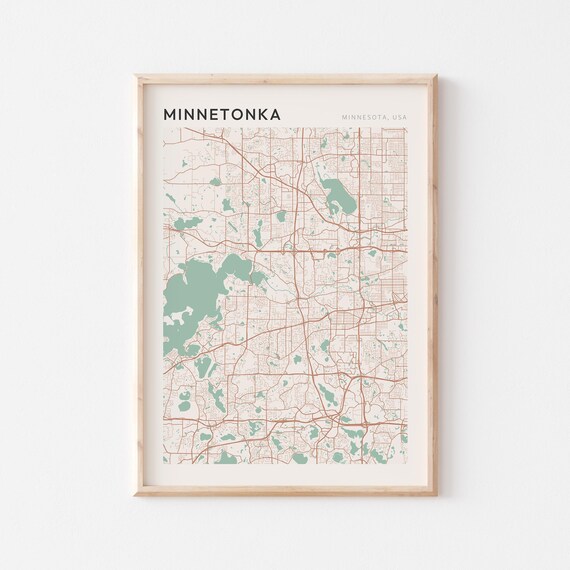 Minnetonka Minnesota Minimalist Copper Line Art Street Map Poster