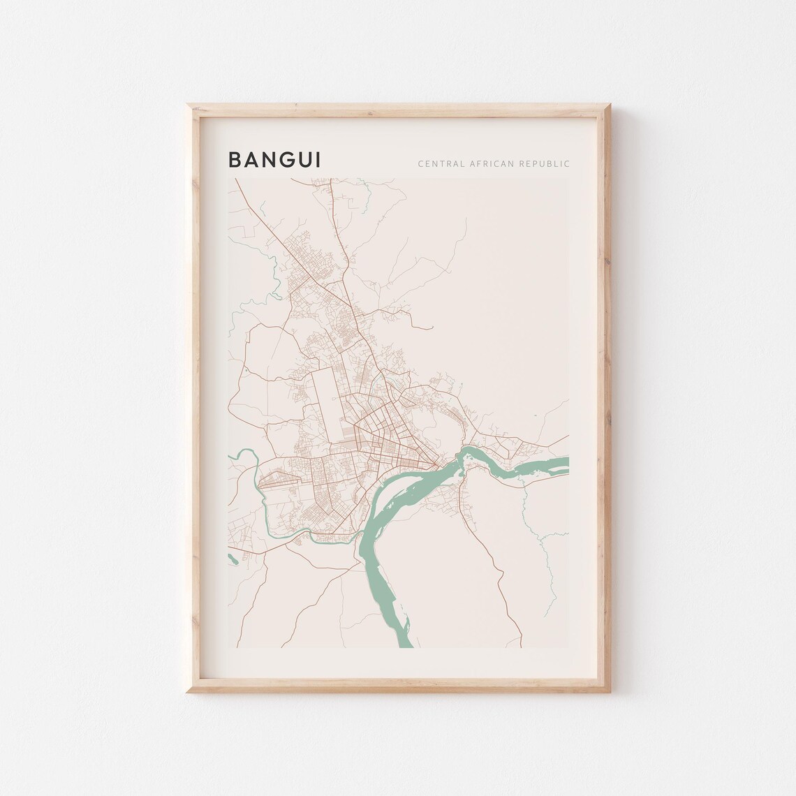 Bangui Map Poster Print Wall Art Central African Republic Travel Gift Minimalist