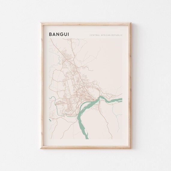Bangui Map Poster Print Wall Art Central African Republic Travel Gift Minimalist