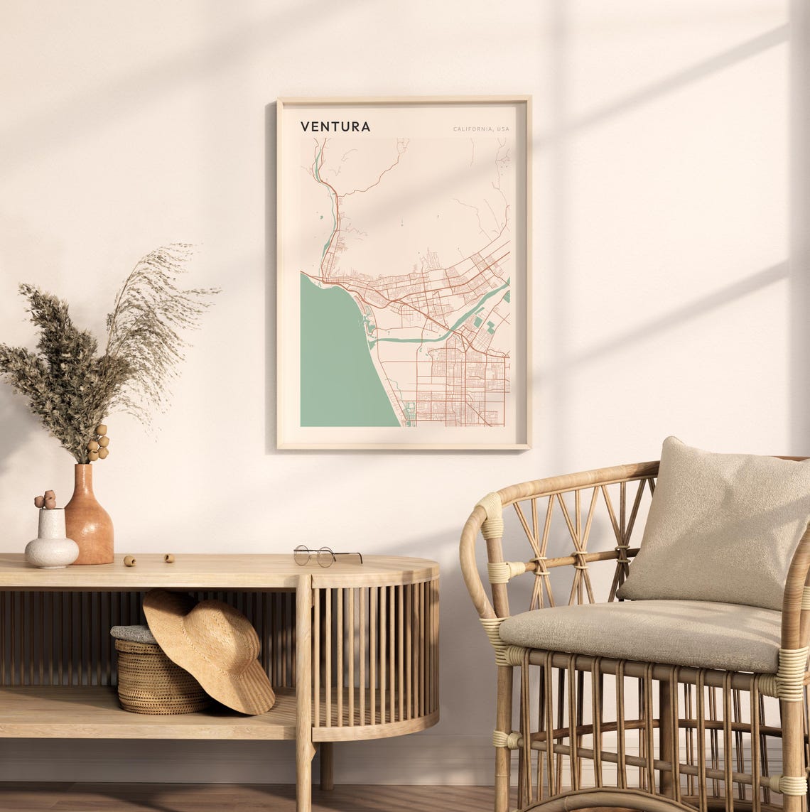 Ventura California Coastal Minimalist City Street Map Poster - Image 2