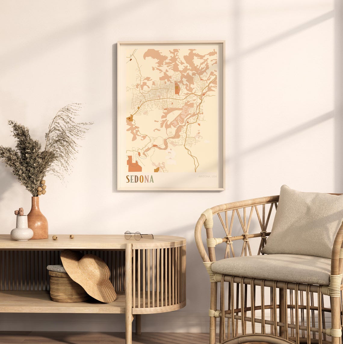 Sedona Arizona Stylized Vintage Street Map Modern City Art Poster - Image 2