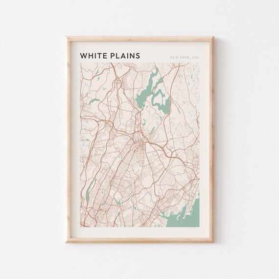 White Plains New York Westchester Minimalist Line Art City Map Poster