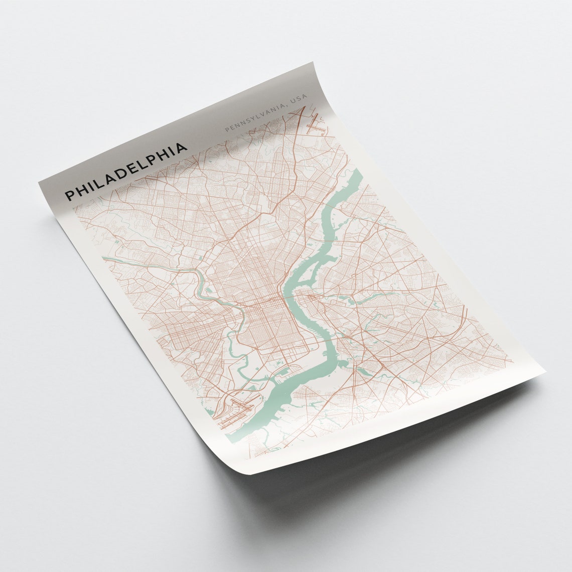 Philadelphia Pennsylvania Minimalist Street Map Travel Poster - Image 2