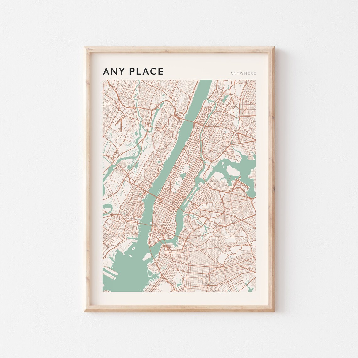 Custom City Map Travel Poster, Personalized Map Print