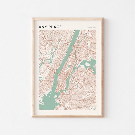 Custom City Map Travel Poster, Personalized Map Print