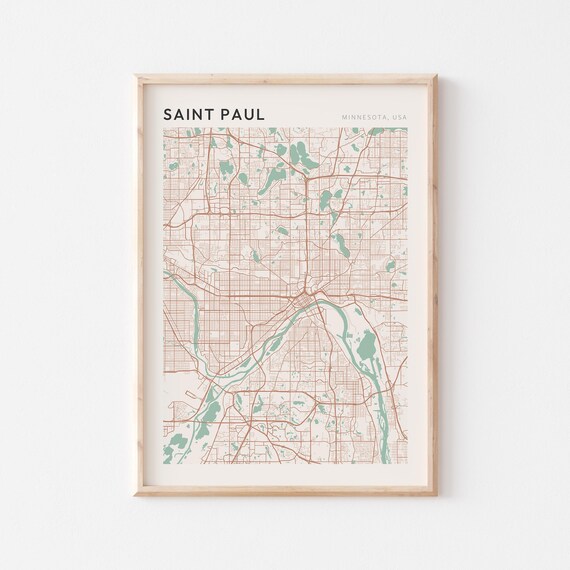 Saint Paul Minnesota Minimalist Copper Line Art Street Map Poster