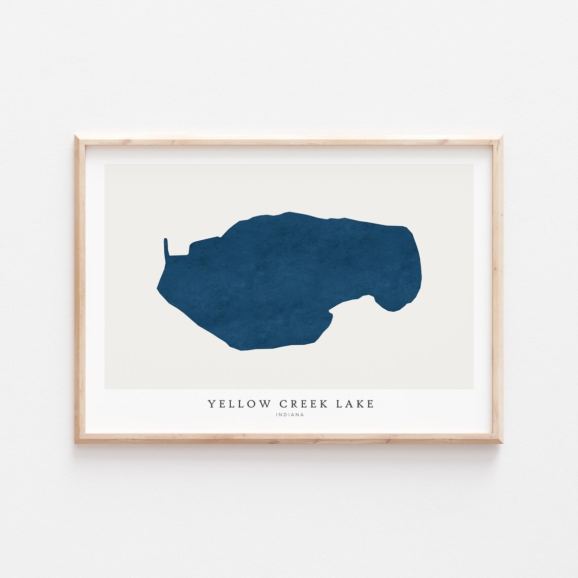 Yellow Creek Lake Indiana Minimalist Navy Lake Map Art Print