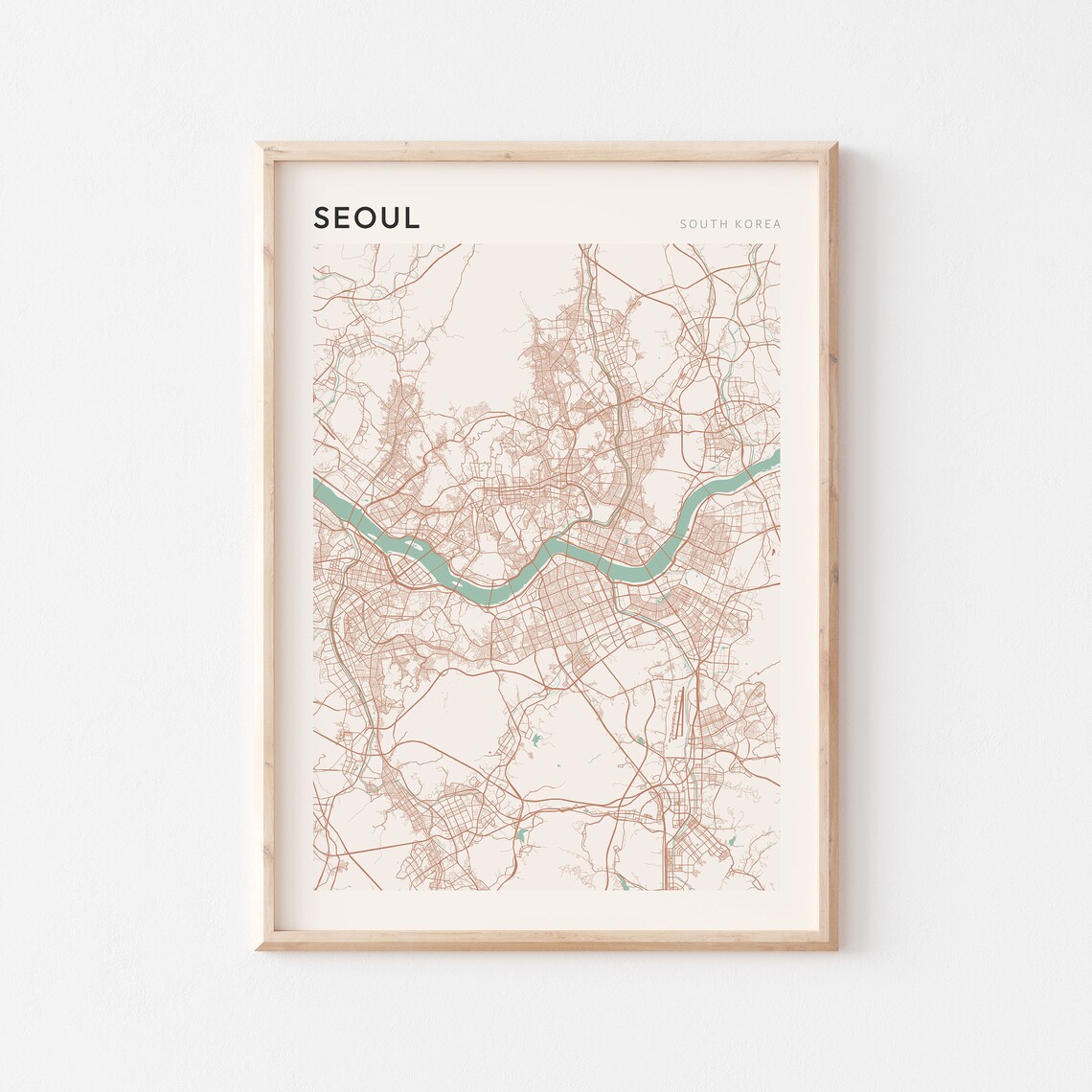 Seoul South Korea Minimalist Street Map City Art Poster Home Decor