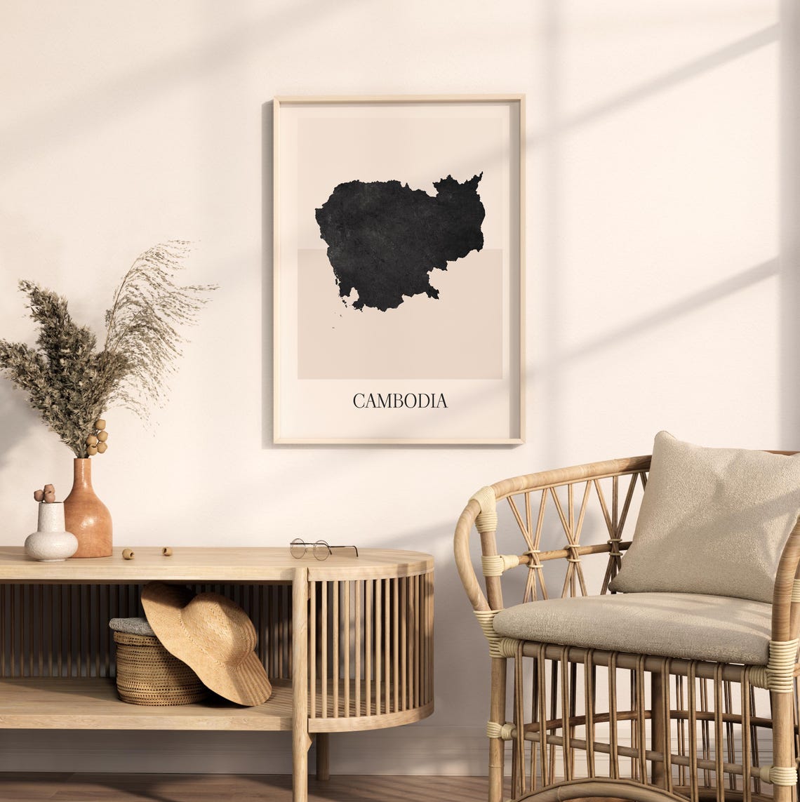 Cambodia Asia Country Map Silhouette Minimalist Poster for Home - Image 2