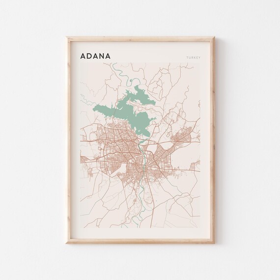 Adana Map Poster Print Wall Art Turkey Travel Gift Minimalist