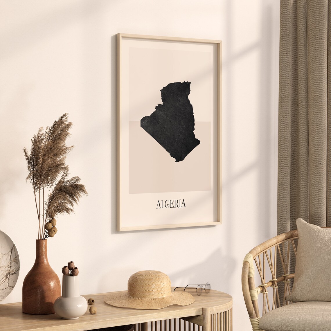 Algeria North Africa Black Silhouette Minimalist Country Map Poster - Image 3
