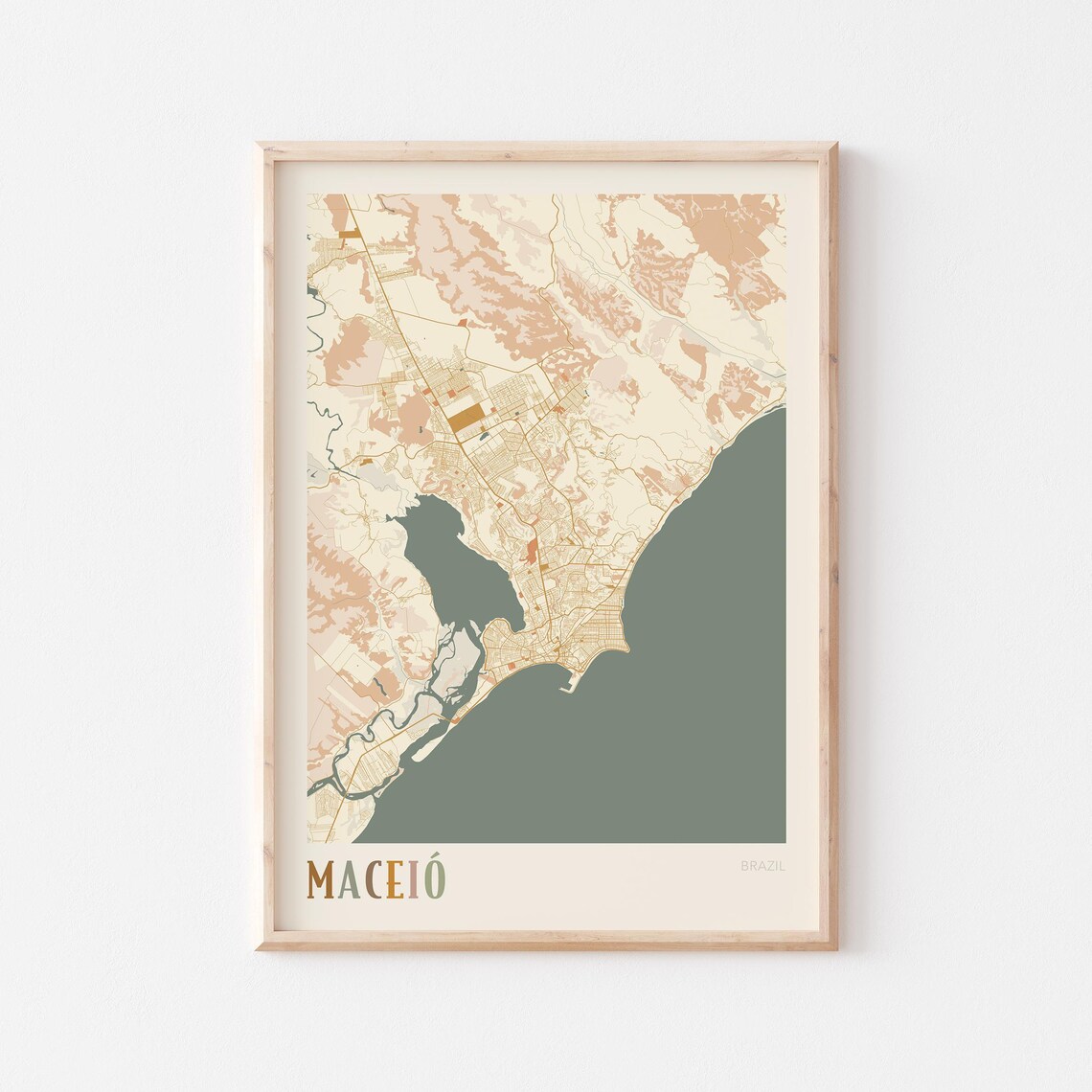 Maceio Map Poster Print Wall Art Brazil Travel Gift Boho Decor
